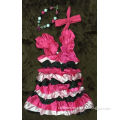 2015 new baby girls dress pink hot pink black dress with matching necklace and headband